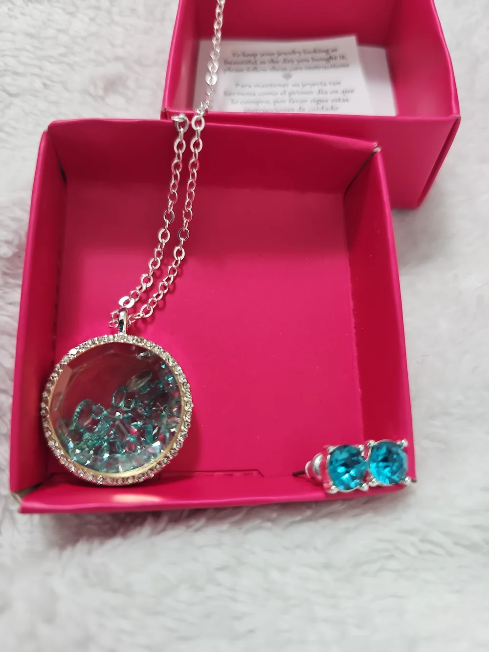 Studio 1886 March Birthstone Shaky Necklace & Stud Earring Set NIB